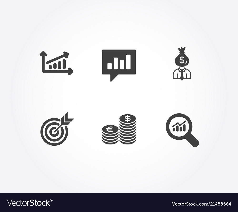 Chart target and currency icons manager vector image Chart target and currency icons manager