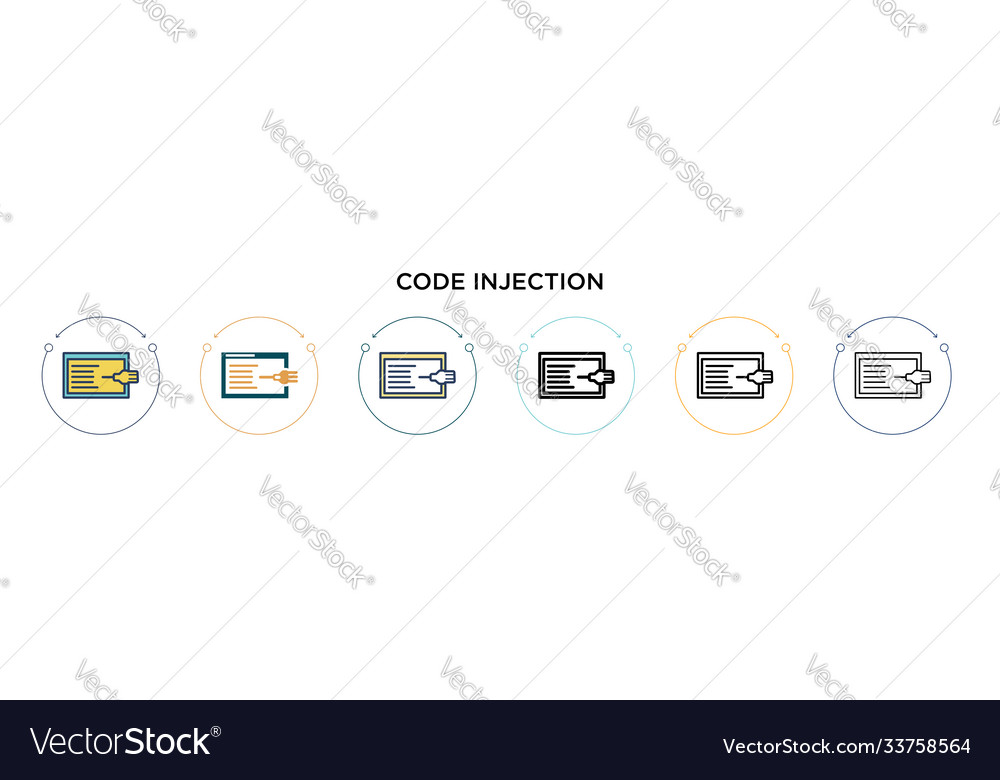 Code injection icon in filled thin line outline Vector Image Code injection icon in filled thin line outline