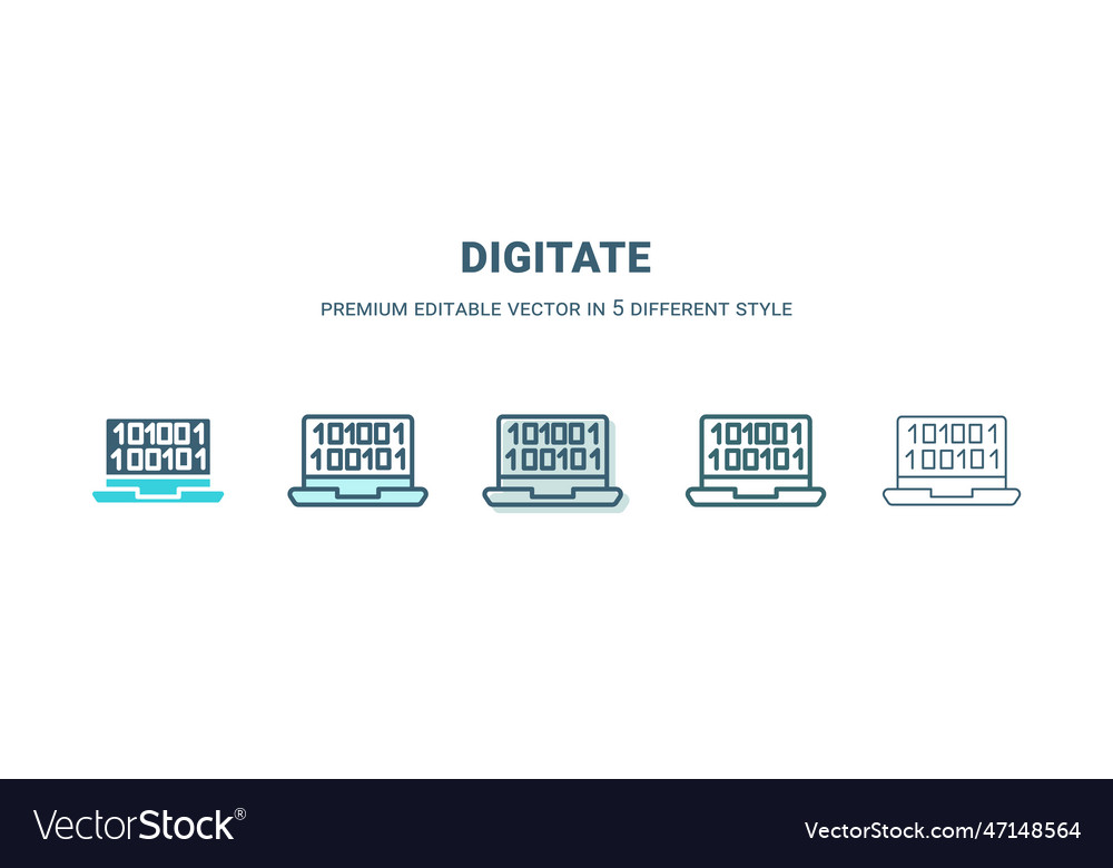 Digitate icon in 5 different style outline filled vector image Digitate icon in 5 different style outline filled