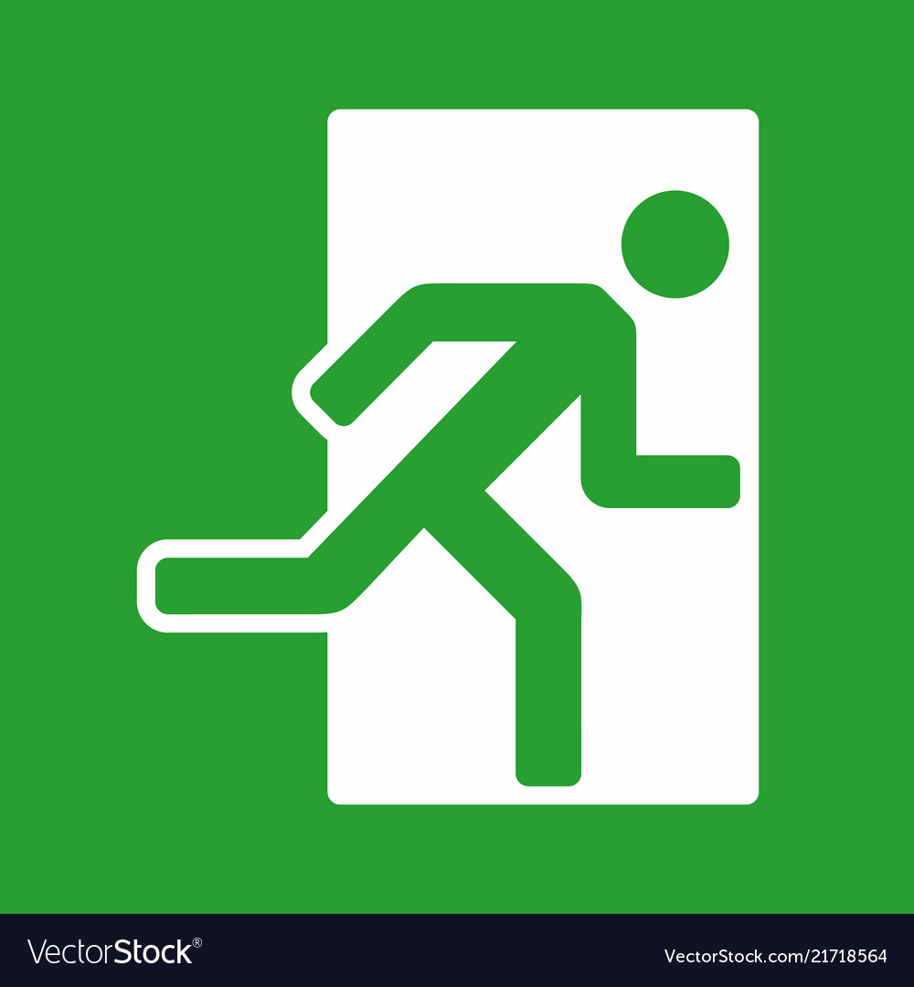 Exit green color sign emergency exit icon Vector Image