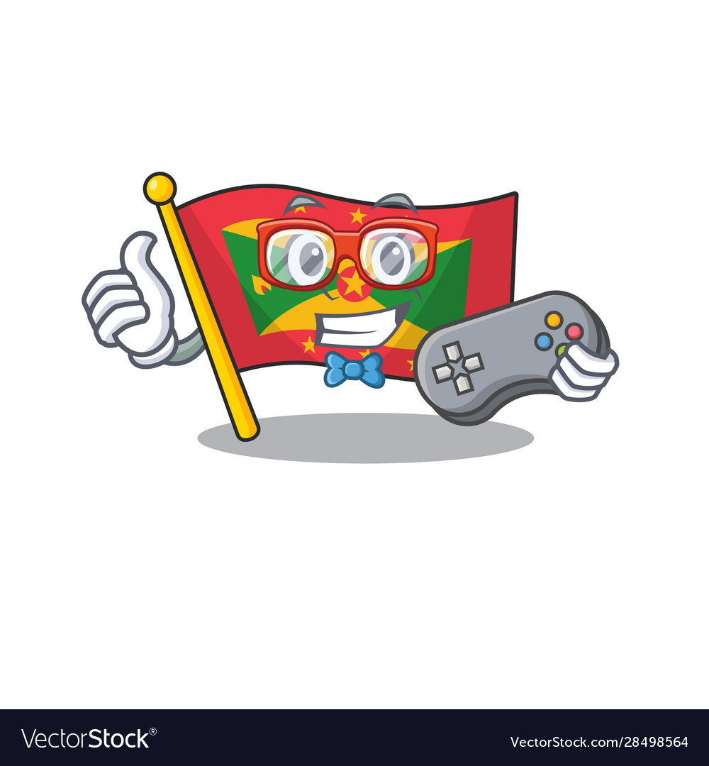 Funny geek gamer flag grenada scroll cartoon