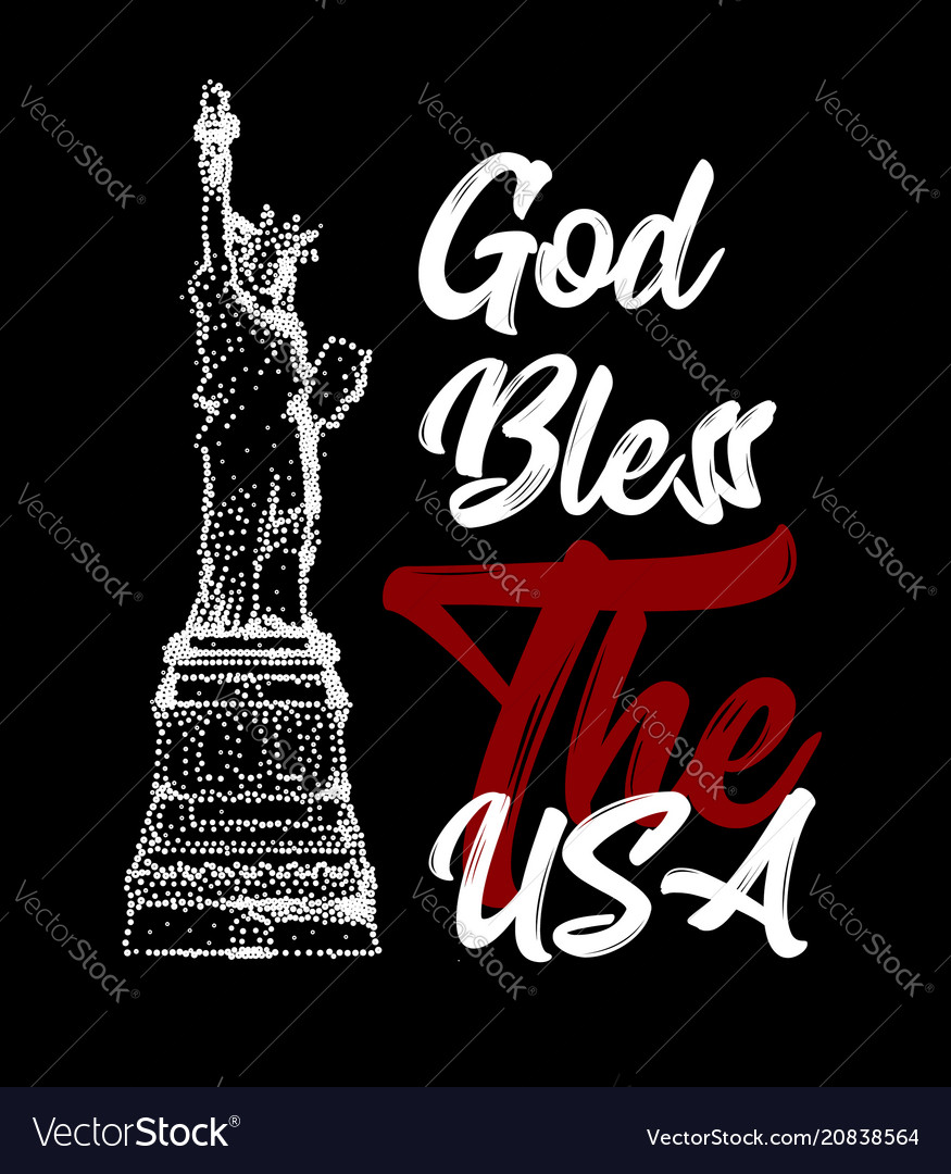 God bless the usa text with the statue of liberty Vector Image