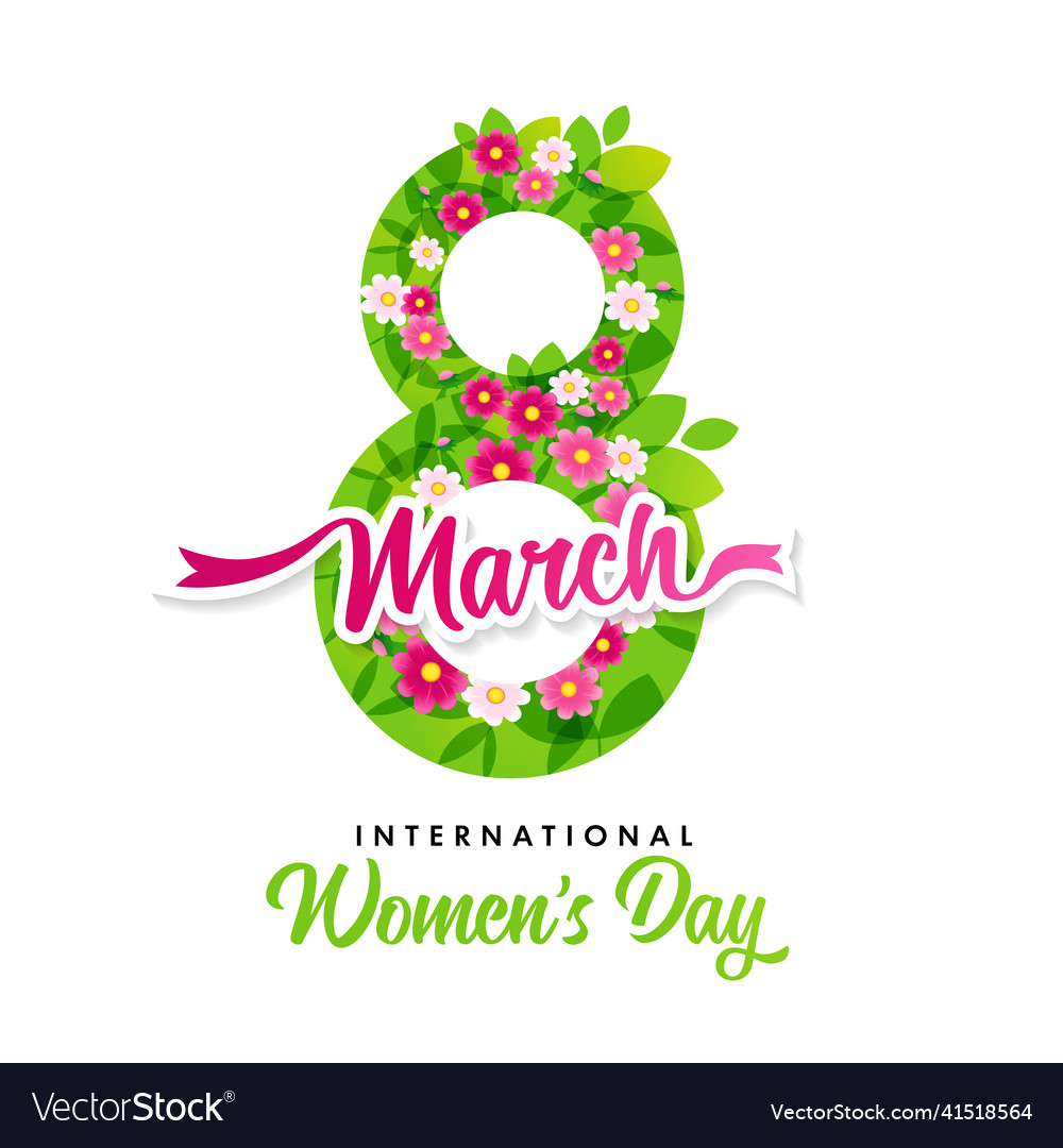 International Womens Day March 8 Spring Flowers Vector Image 5186