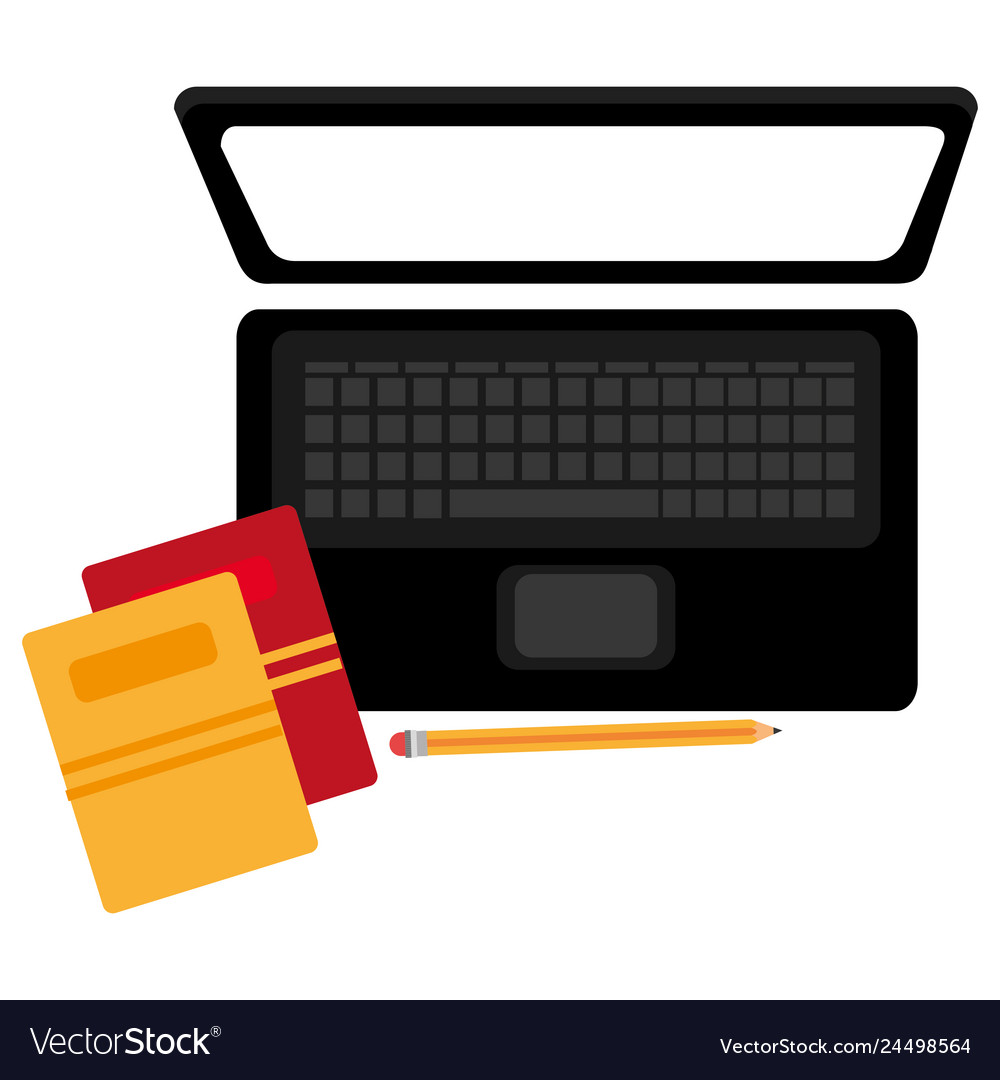 Laptop computer with documents vector image Laptop computer with documents