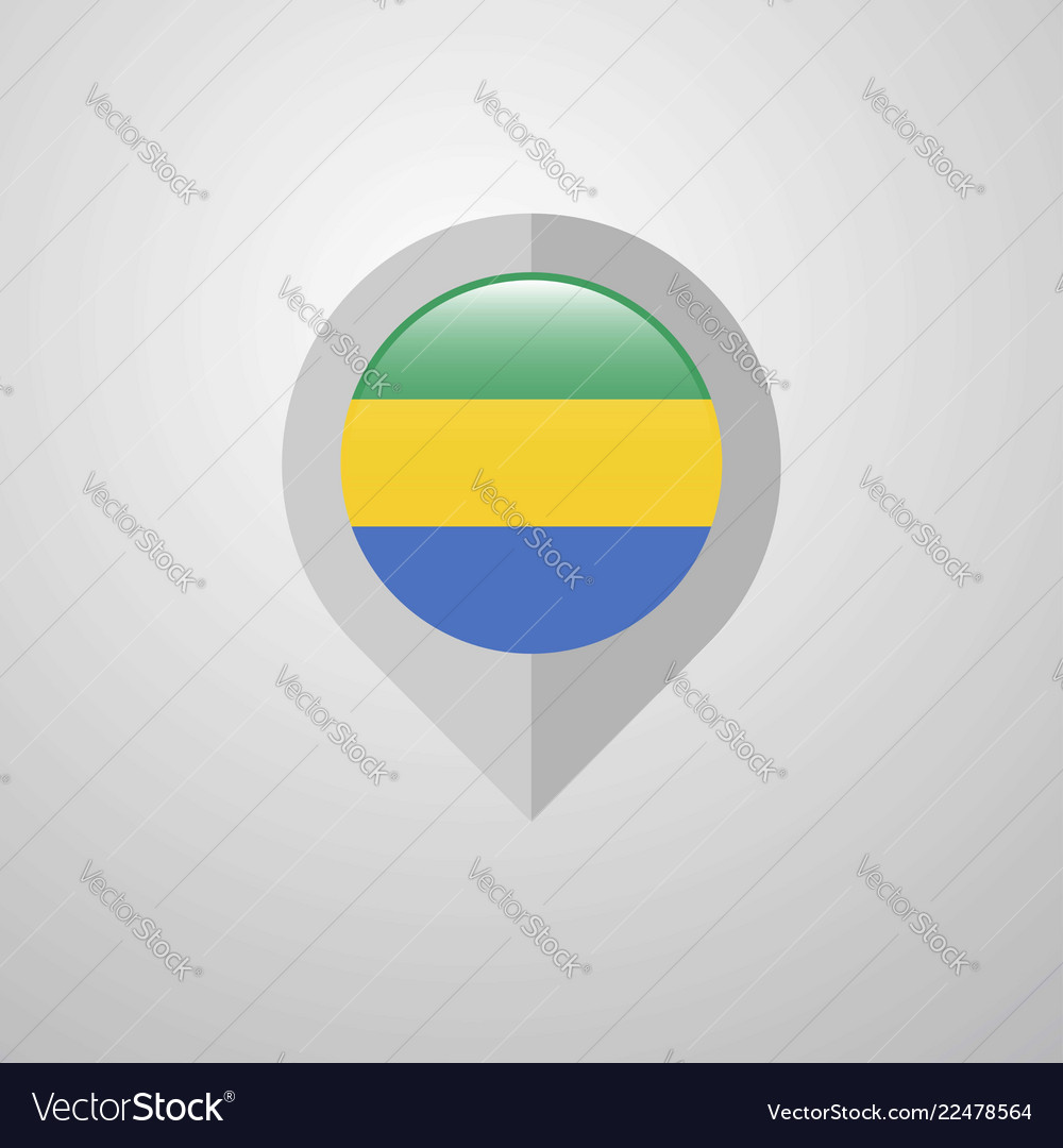 Karten-Navigationszeiger mit Gabon Flag Design