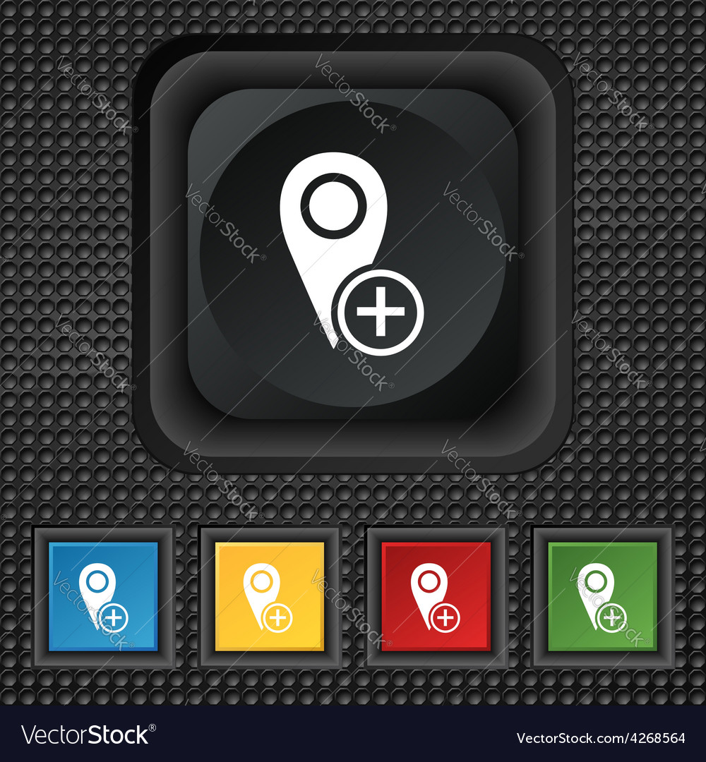 Map pointer icon sign symbol squared colourful