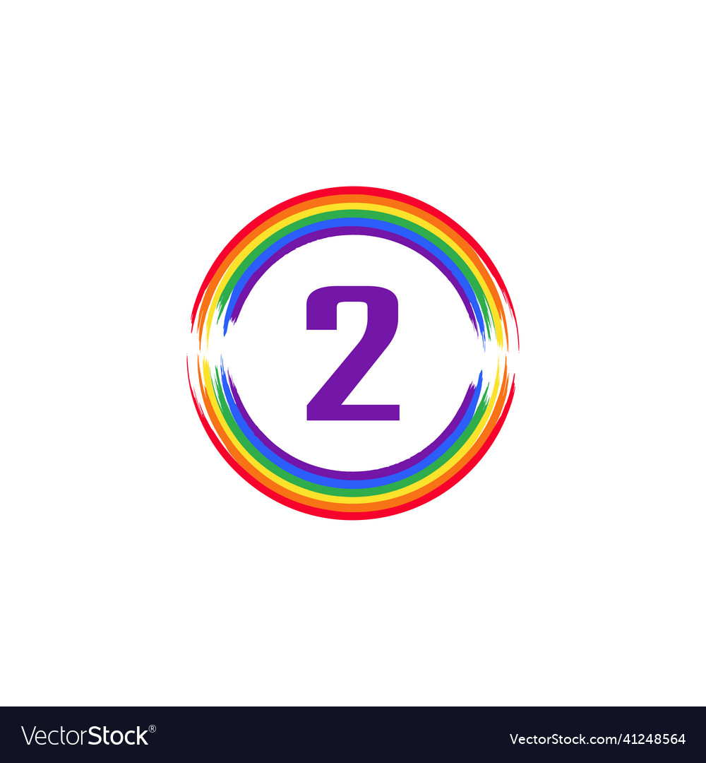 Number 2 inside circular colored in rainbow color Vector Image