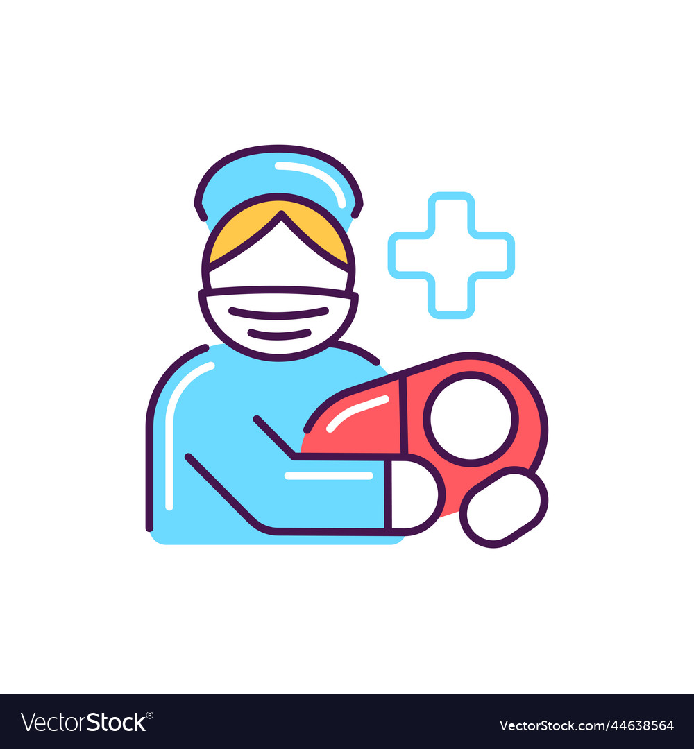 Obstetrician gynecologist color line icon