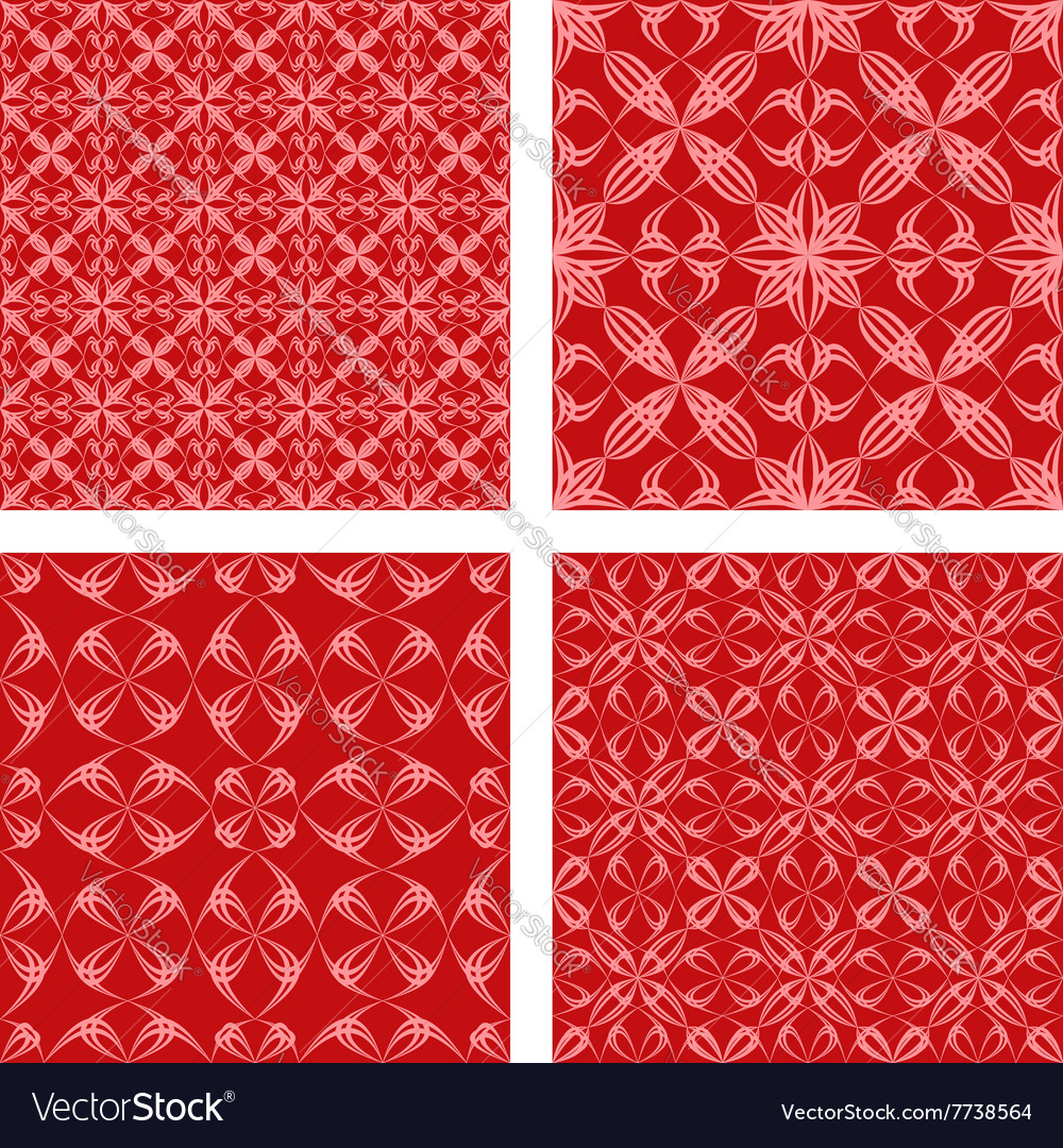 Red seamless pattern background set