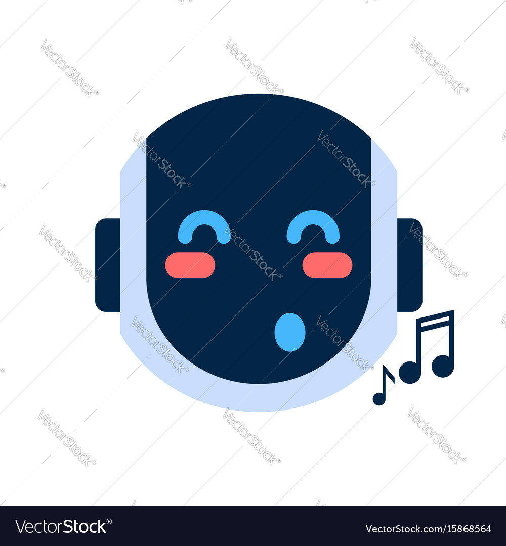 Robot face icon singing smiling emotion