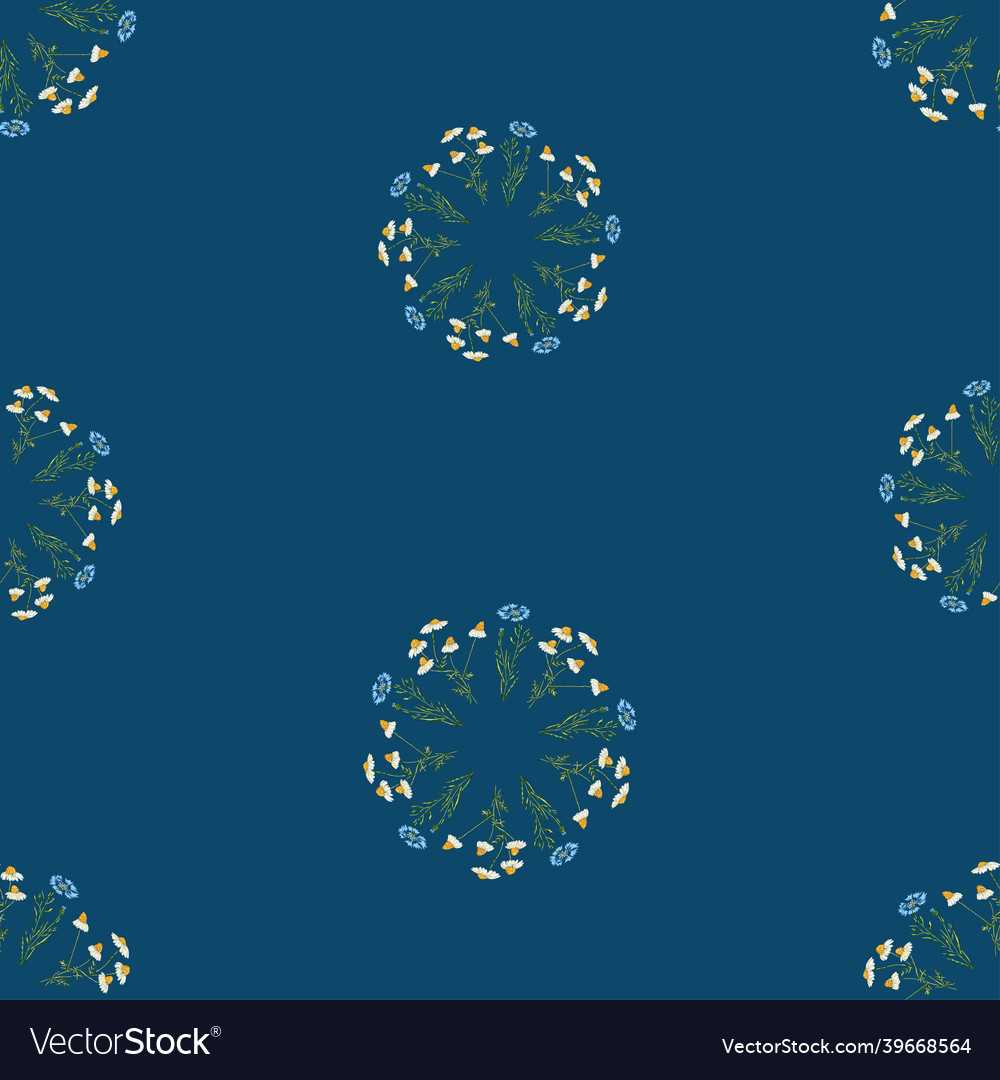 Seamless pattern from drawn blue cornflowers