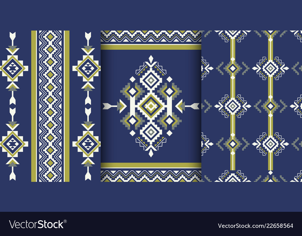 Set of geometric patterns in ethnic style
