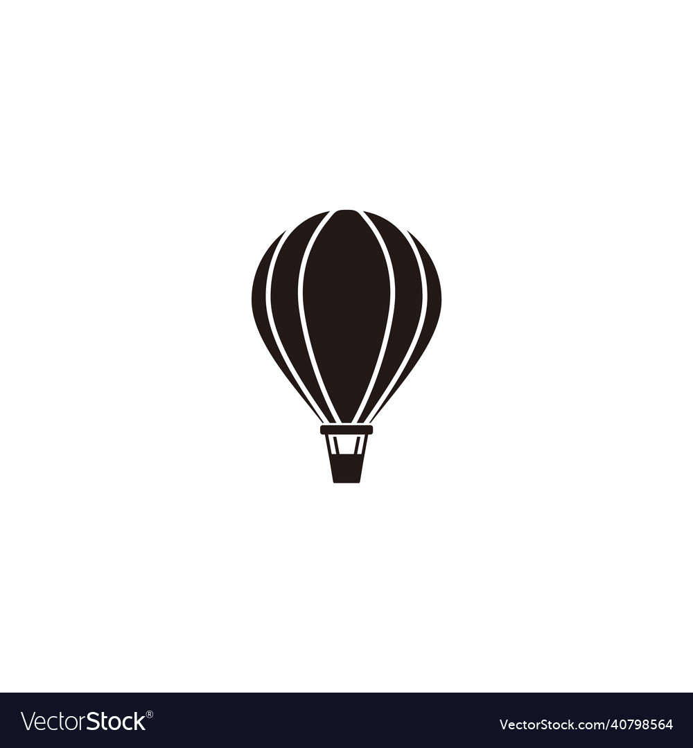 Silhouette of hot air balloon minimalist logo vector image Silhouette of hot air balloon minimalist logo