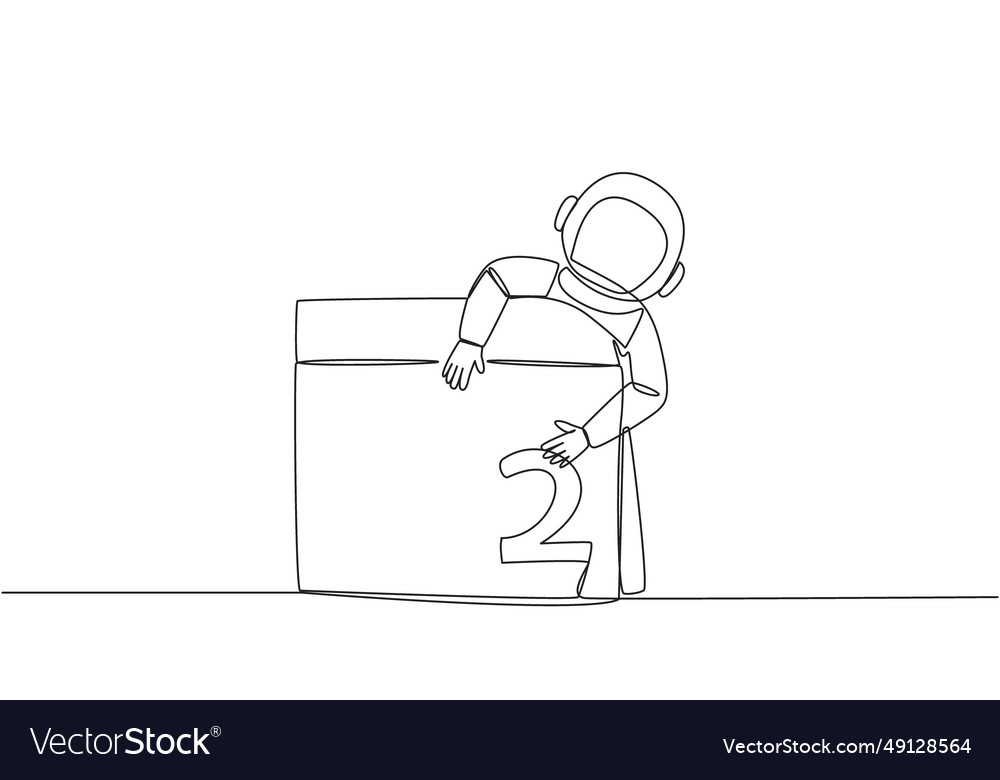 Single continuous line drawing astronaut hugging