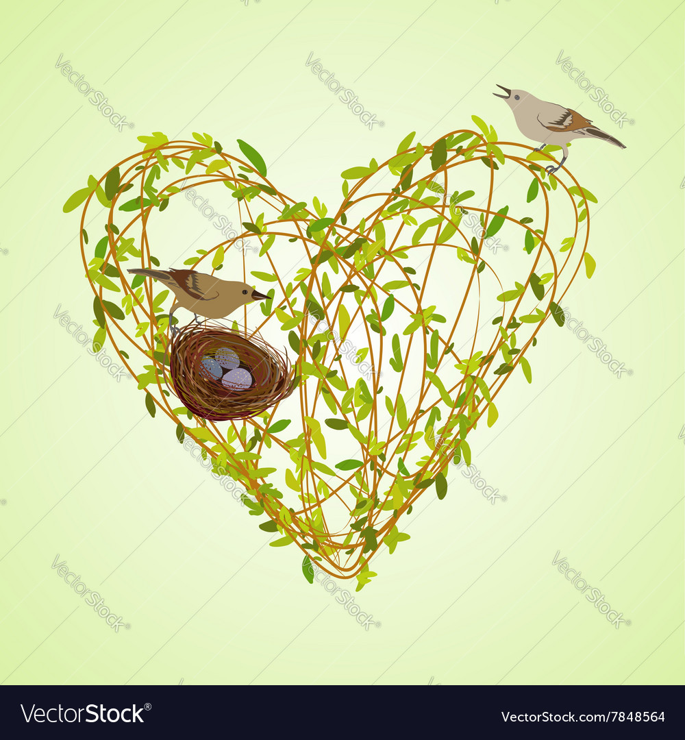Spring twigs heart shape