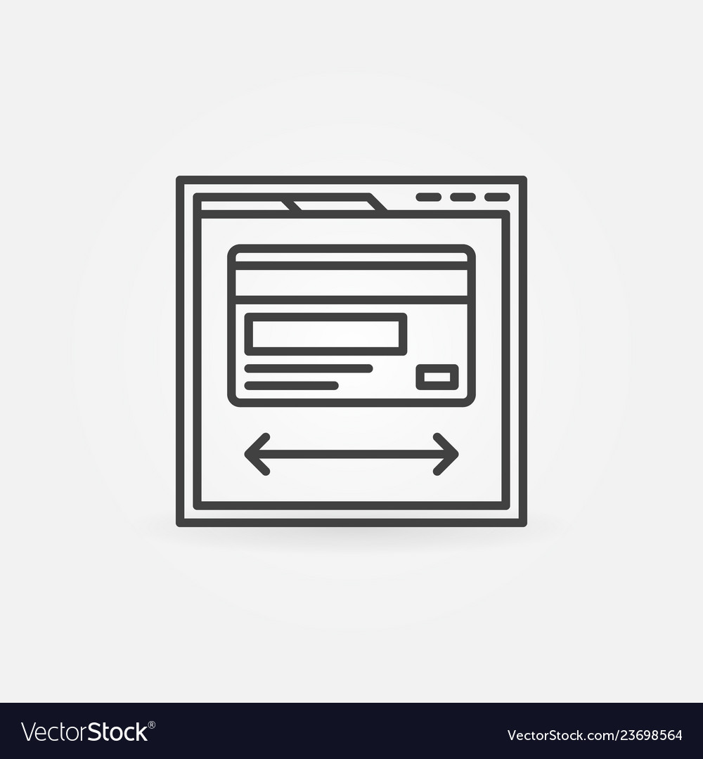 Web page with credit card icon in thin line style vector image Web page with credit card icon in thin line style