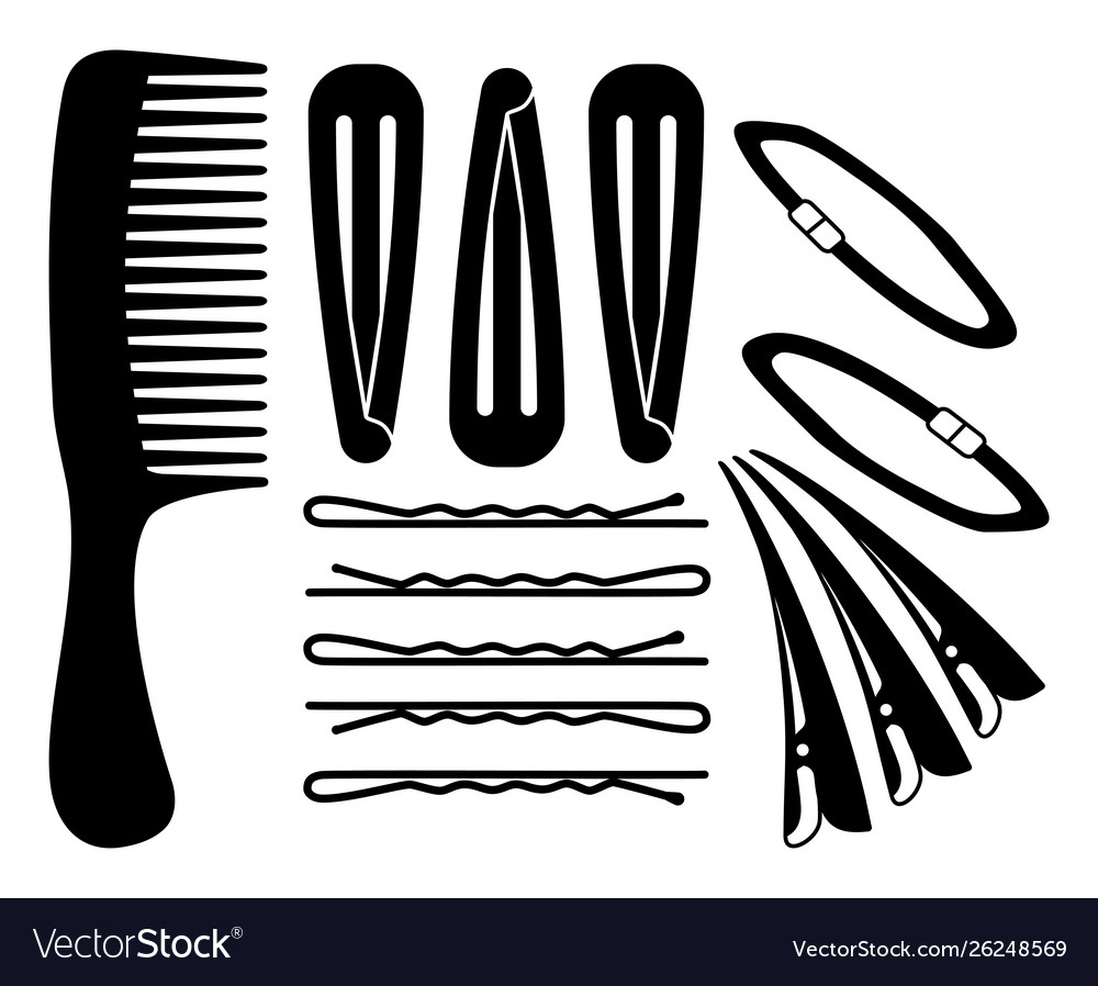 Black And White Hair Styling Silhouette Set Vector Image