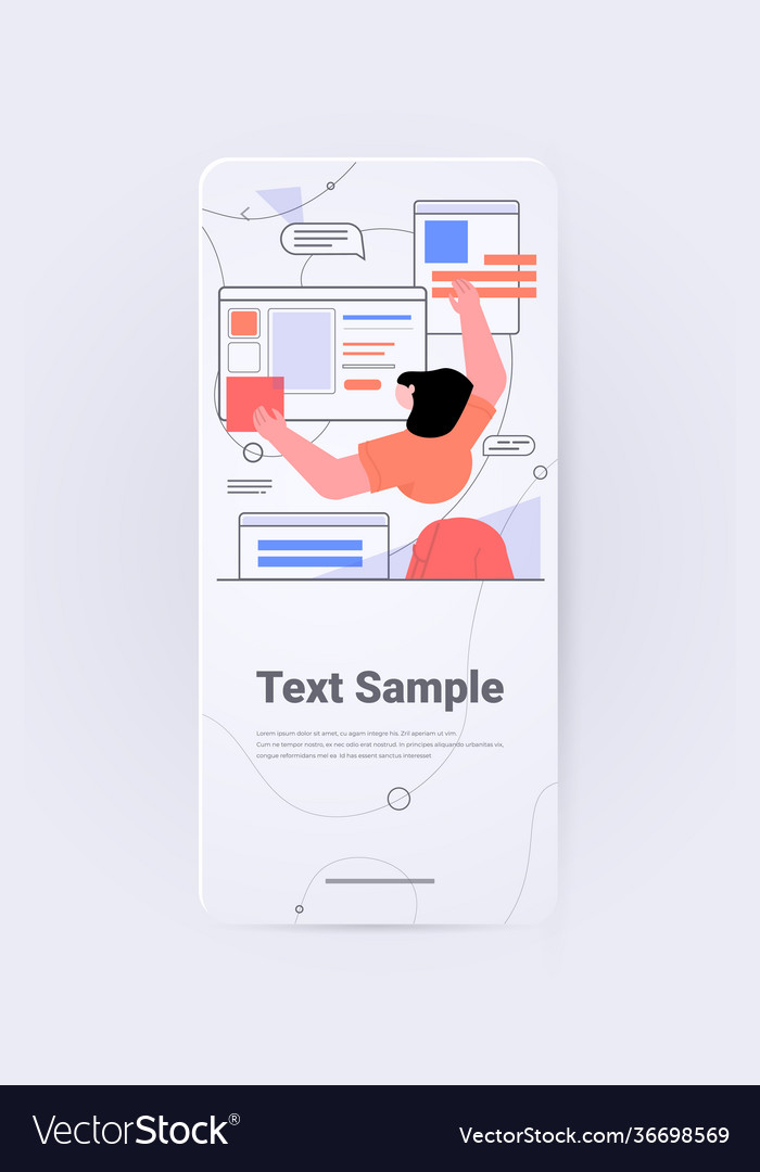 Businesswoman developer creating computer app user vector image Businesswoman developer creating computer app user