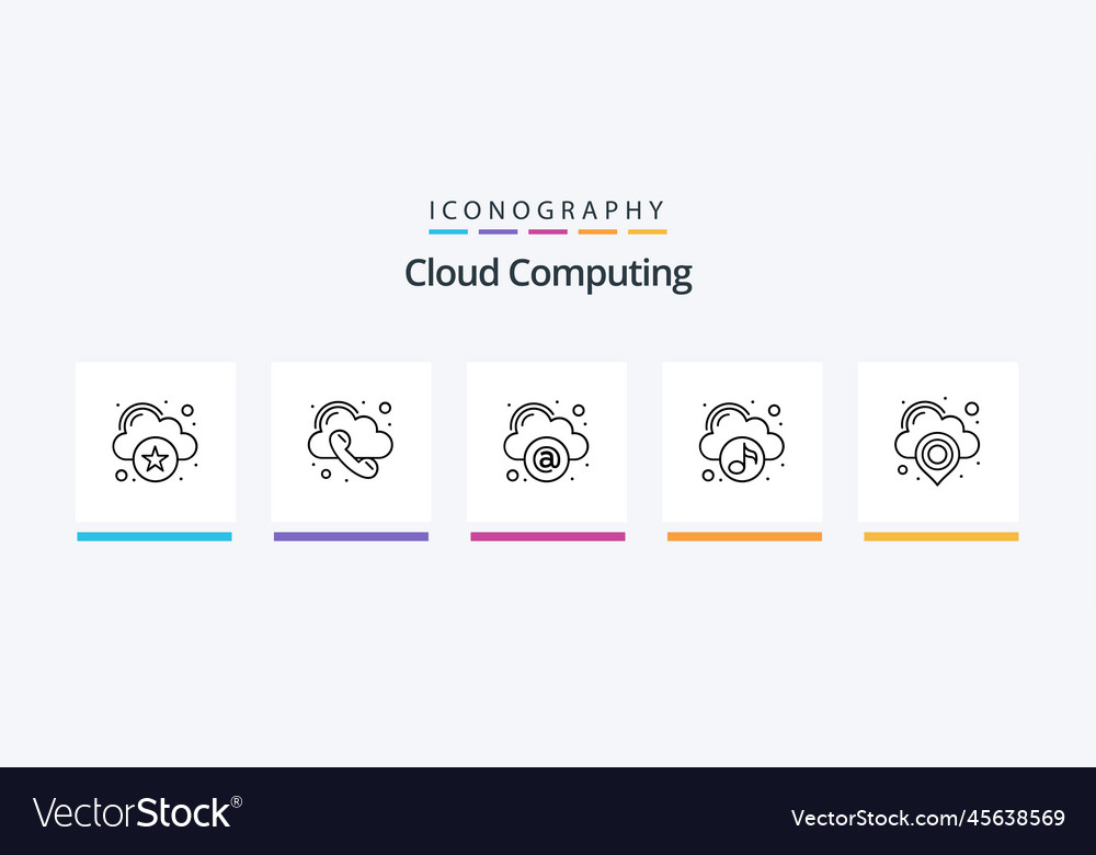 Cloud computing line 5 icon pack including error