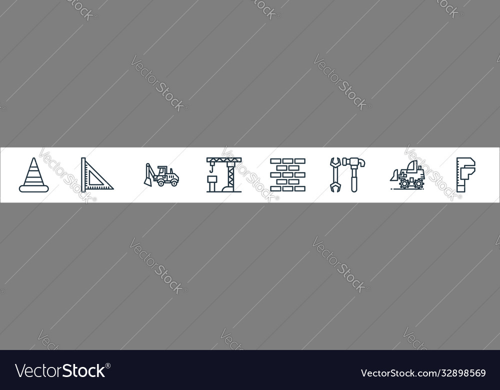 Constructions line icons linear set quality