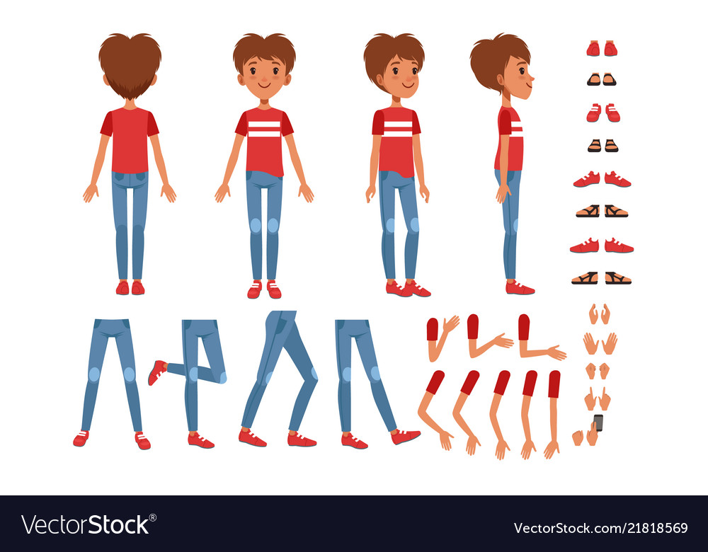 Cute Boy Character Set - Construction