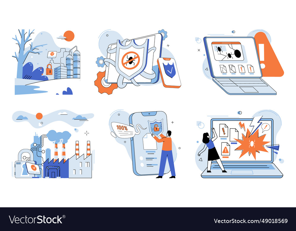 Data protection flat design elements create vector image Data protection flat design elements create