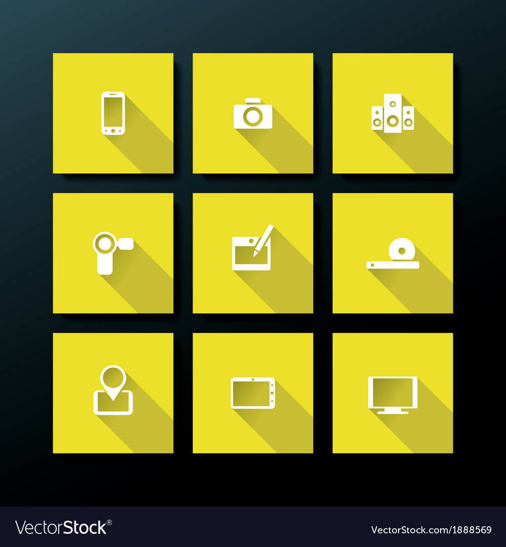 Flat media icon set