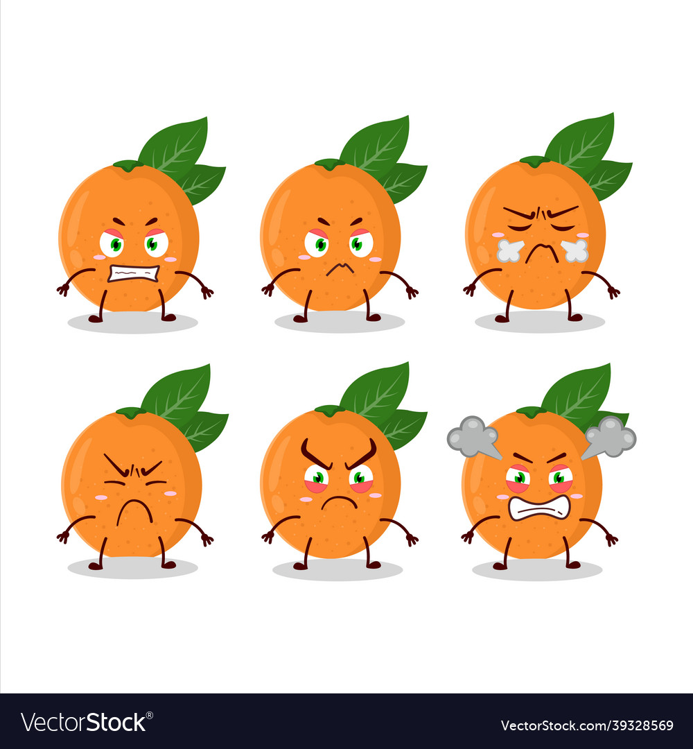 Grapefruit cartoon character with various angry Vector Image