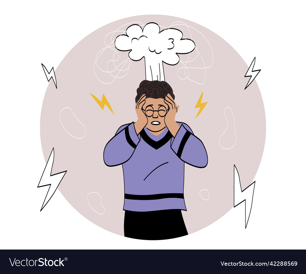 Guy in stress Royalty Free Vector Image - VectorStock