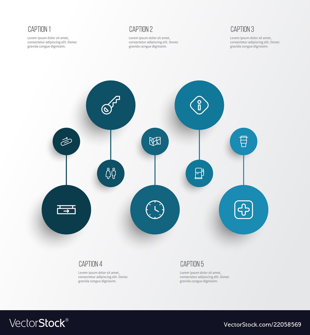 Information icons line style set with clock gas vector image Information icons line style set with clock gas