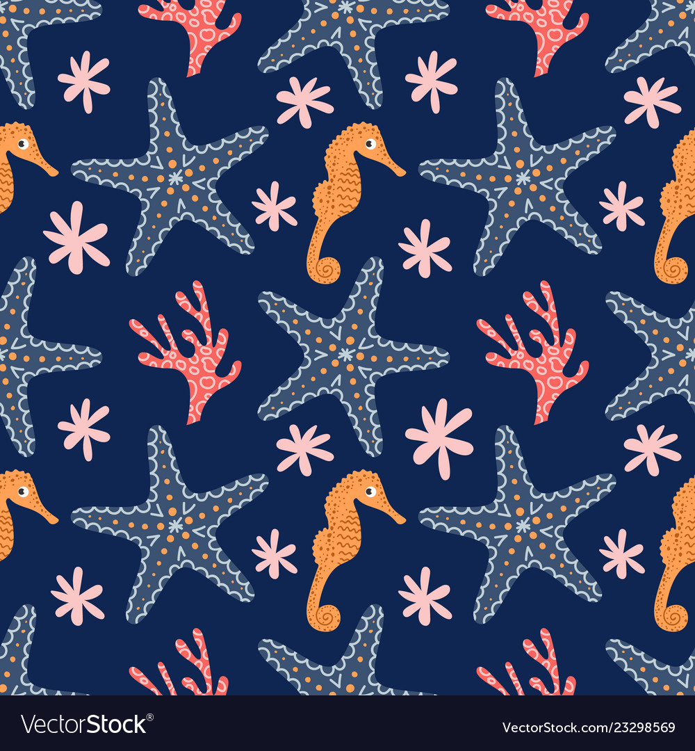 Marine seamless pattern