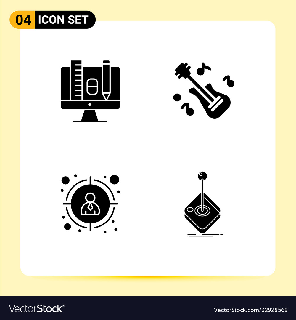 Set 4 solid glyphs on grid for computer target