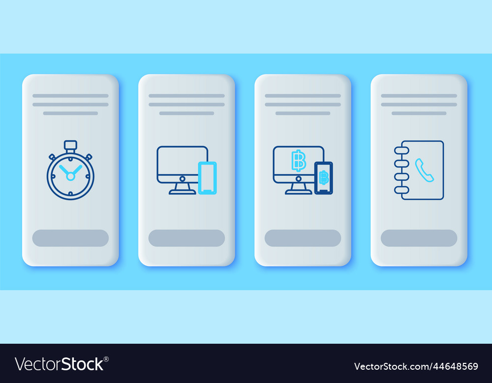 Set line computer monitor and mobile phone vector image Set line computer monitor and mobile phone