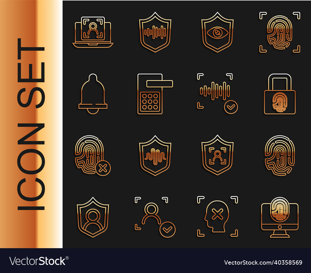 Set line monitor with fingerprint vector image Set line monitor with fingerprint