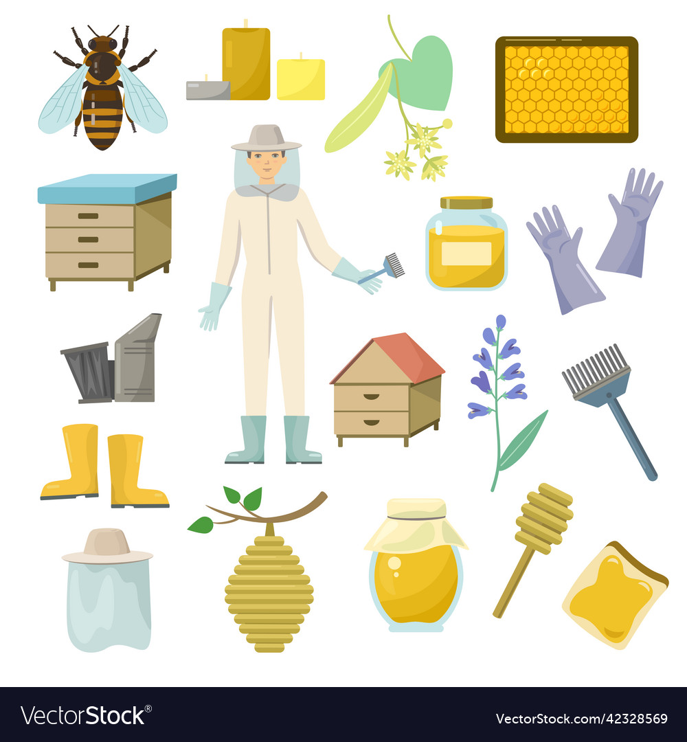 Set aus Bienenhaltung und Bienenzucht