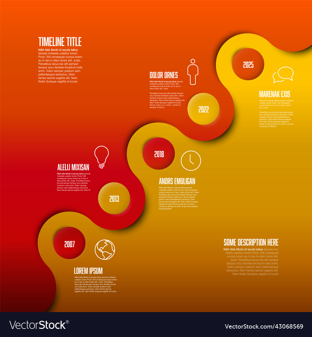 Simple red and yellow diagonal timeline with some vector image Simple red and yellow diagonal timeline with some