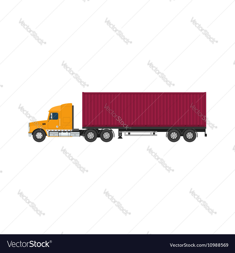 Truck with cargo container on white background