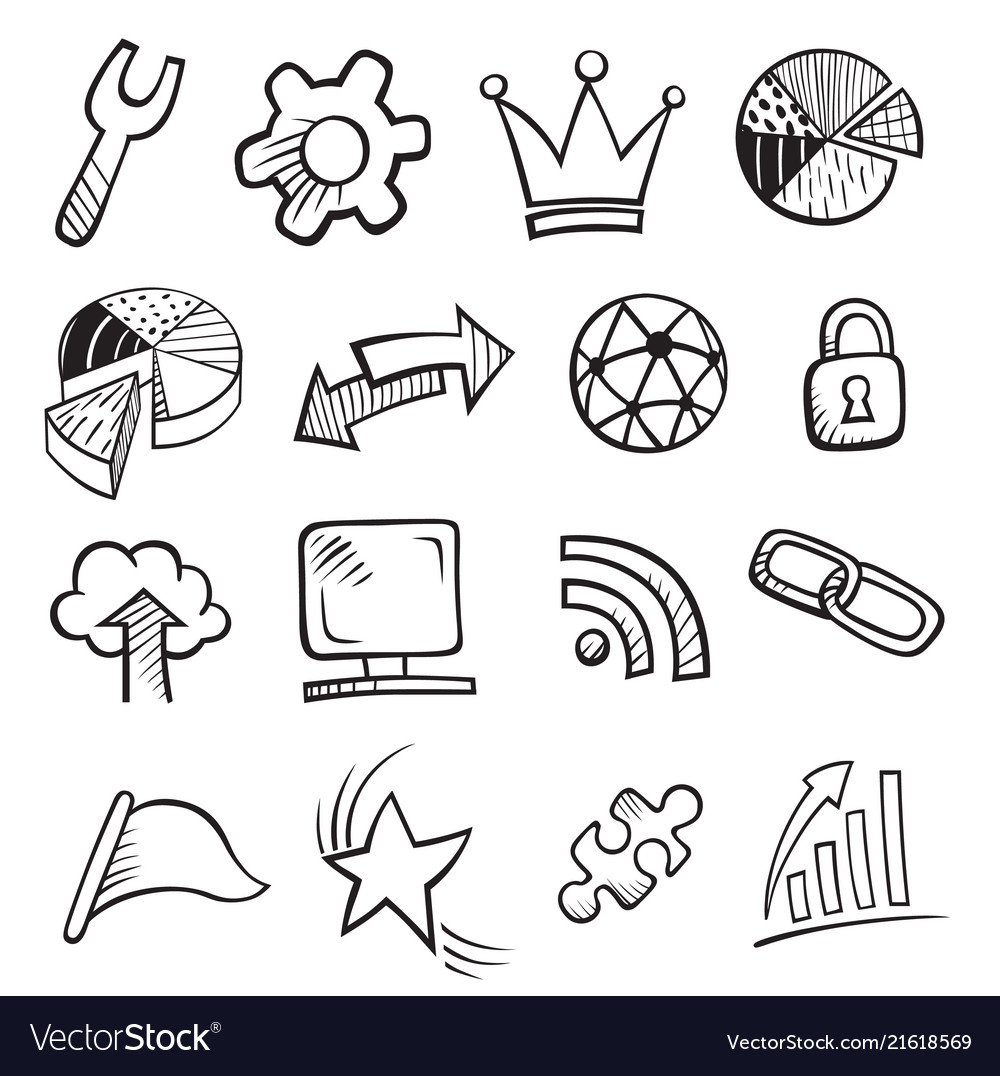 Web and computer icon set vector image Web and computer icon set