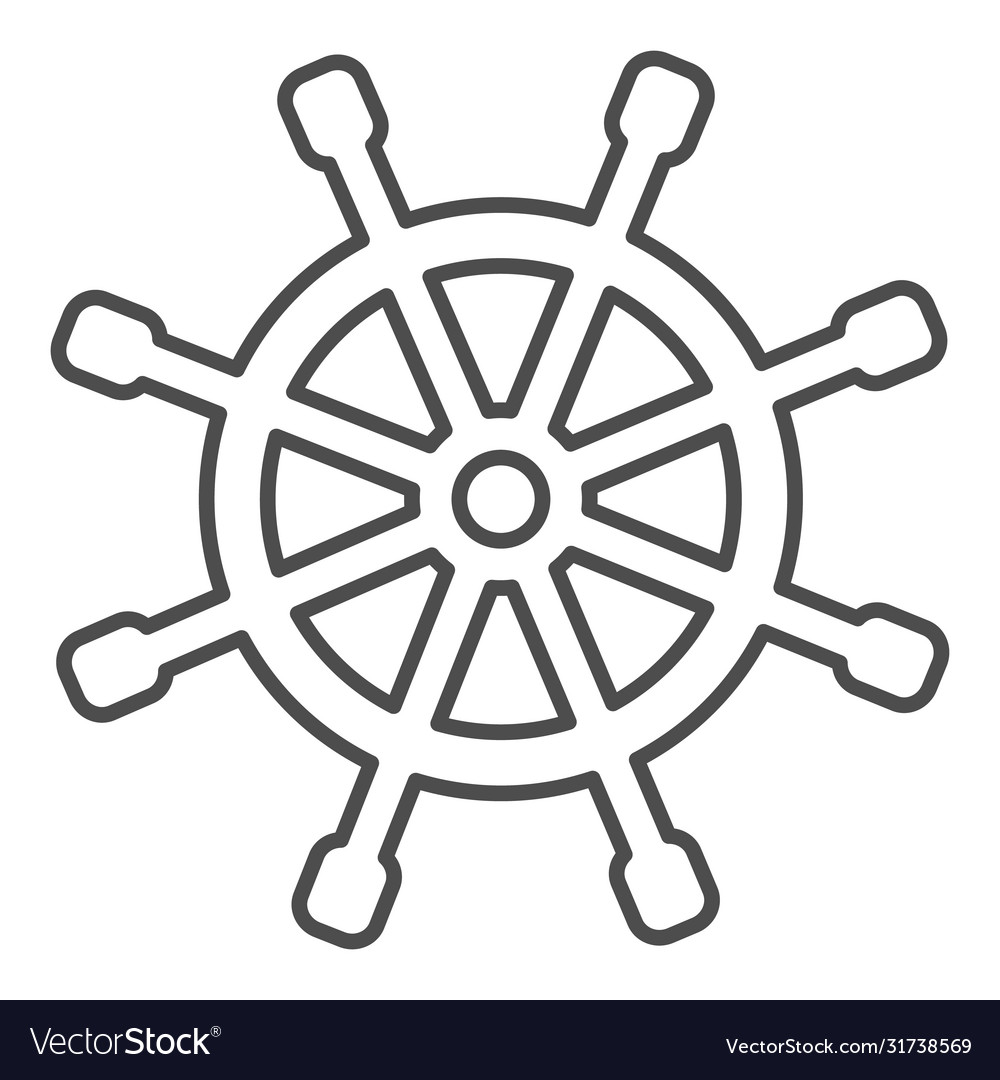 Holz Marine Rad dünne Linie Ikone nautisch vector image Holz Marine Rad dünne Linie Ikone nautisch