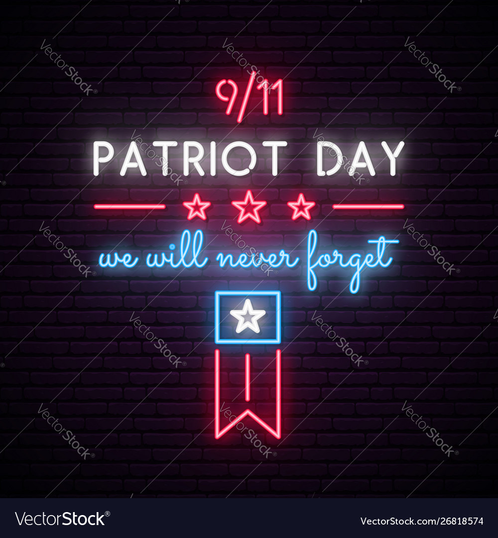 American patriot day neon signboard 911 Royalty Free Vector