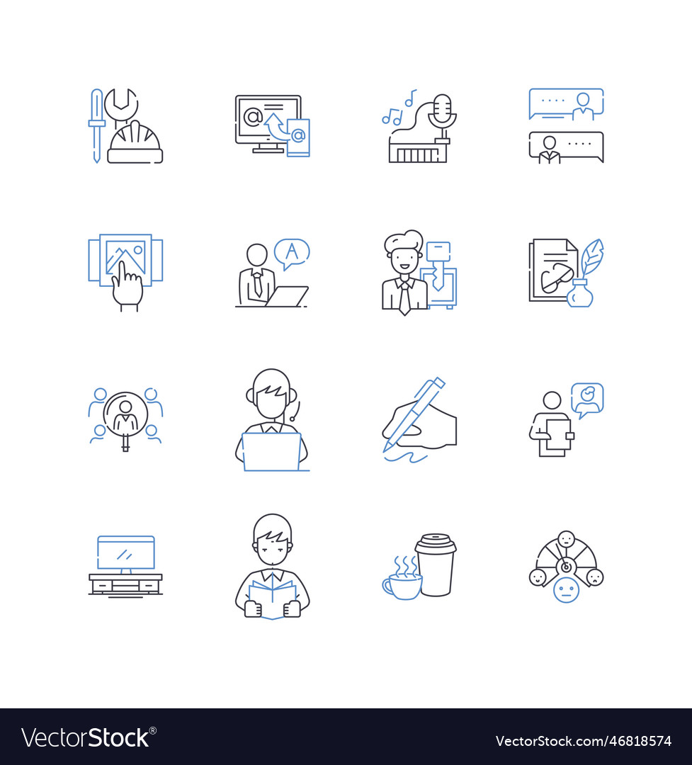 App developer line icons collection coding vector image App developer line icons collection coding