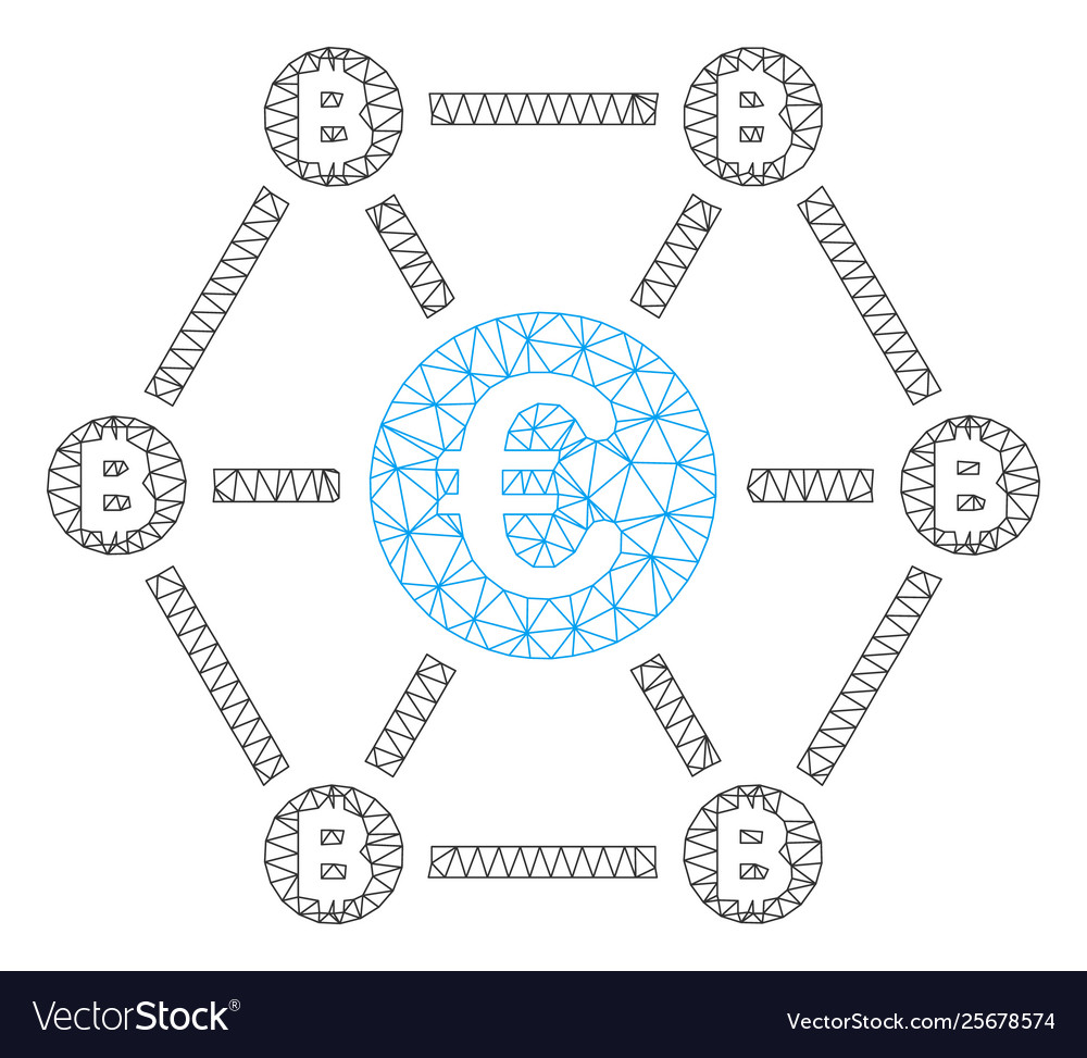 Bitcoin euro net structure mesh wire frame vector image Bitcoin euro net structure mesh wire frame