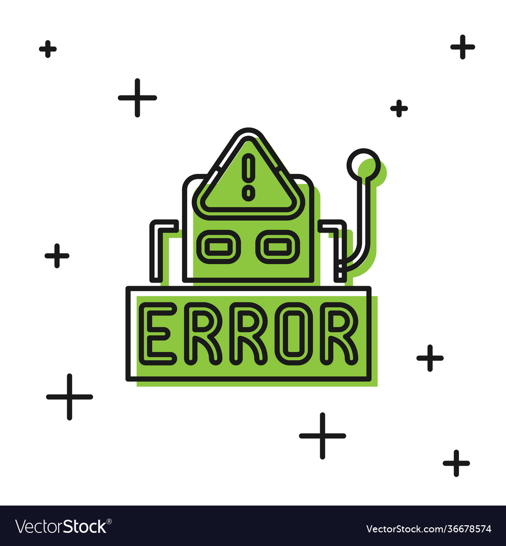 Black error in operation program robot vector image Black error in operation program robot