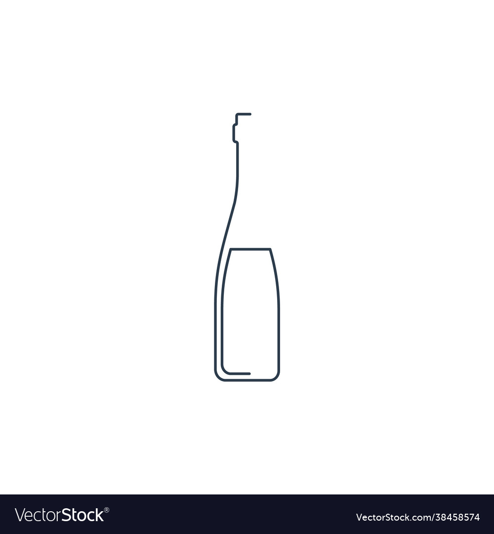 Bottle continuous line red wine in linear style