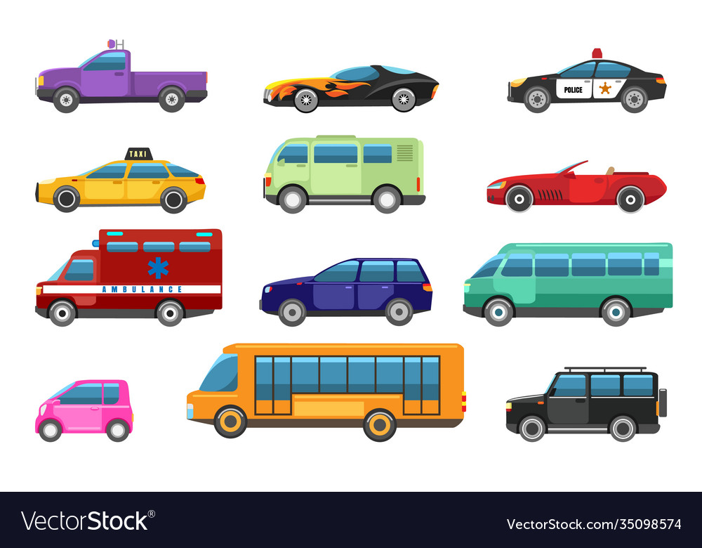 Bus and cars design objects Royalty Free Vector Image