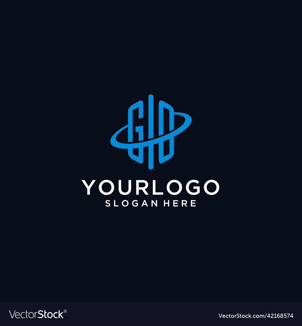 Go initial monogram logo with hexagonal shape