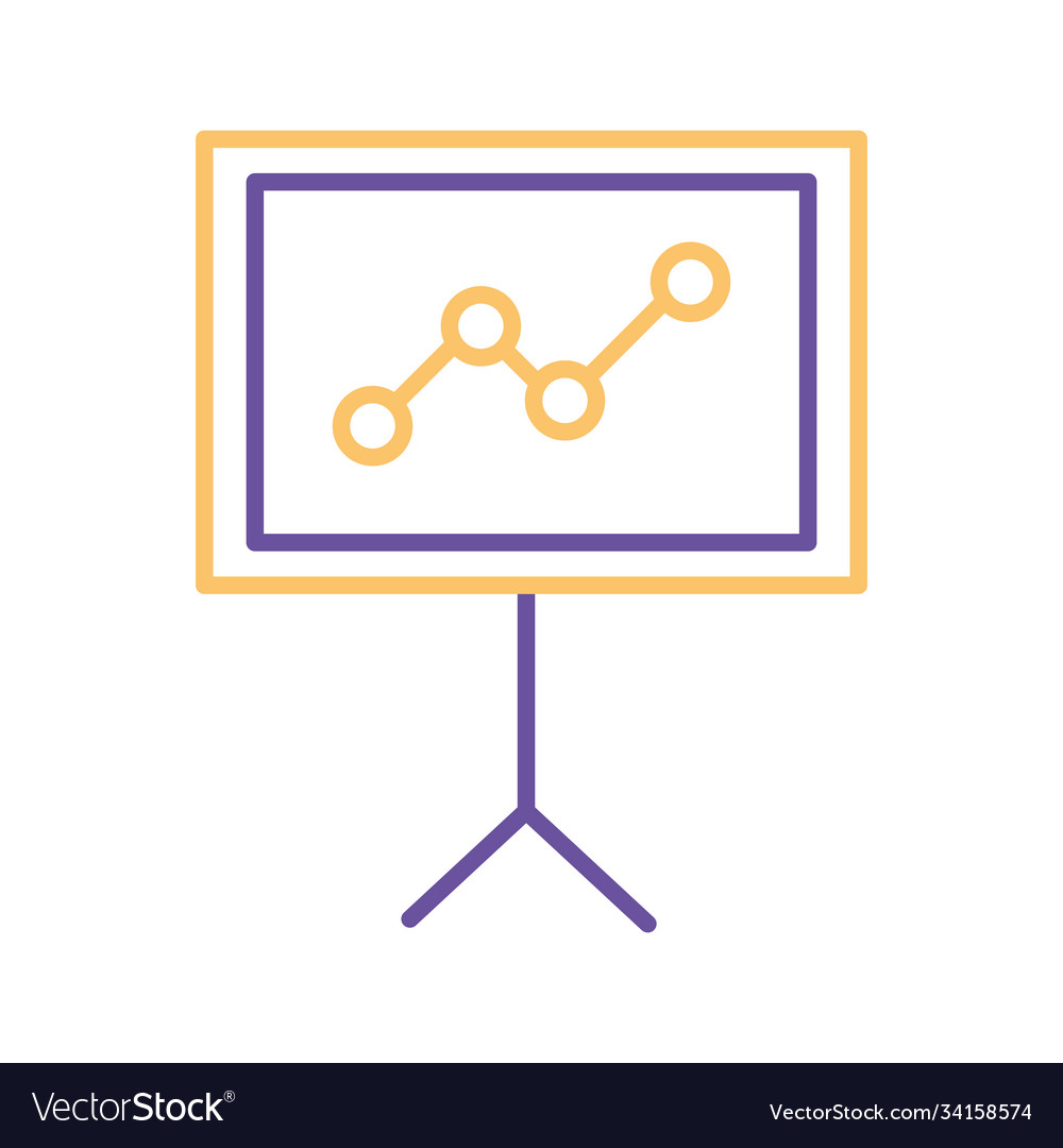 Line chart in board style icon design