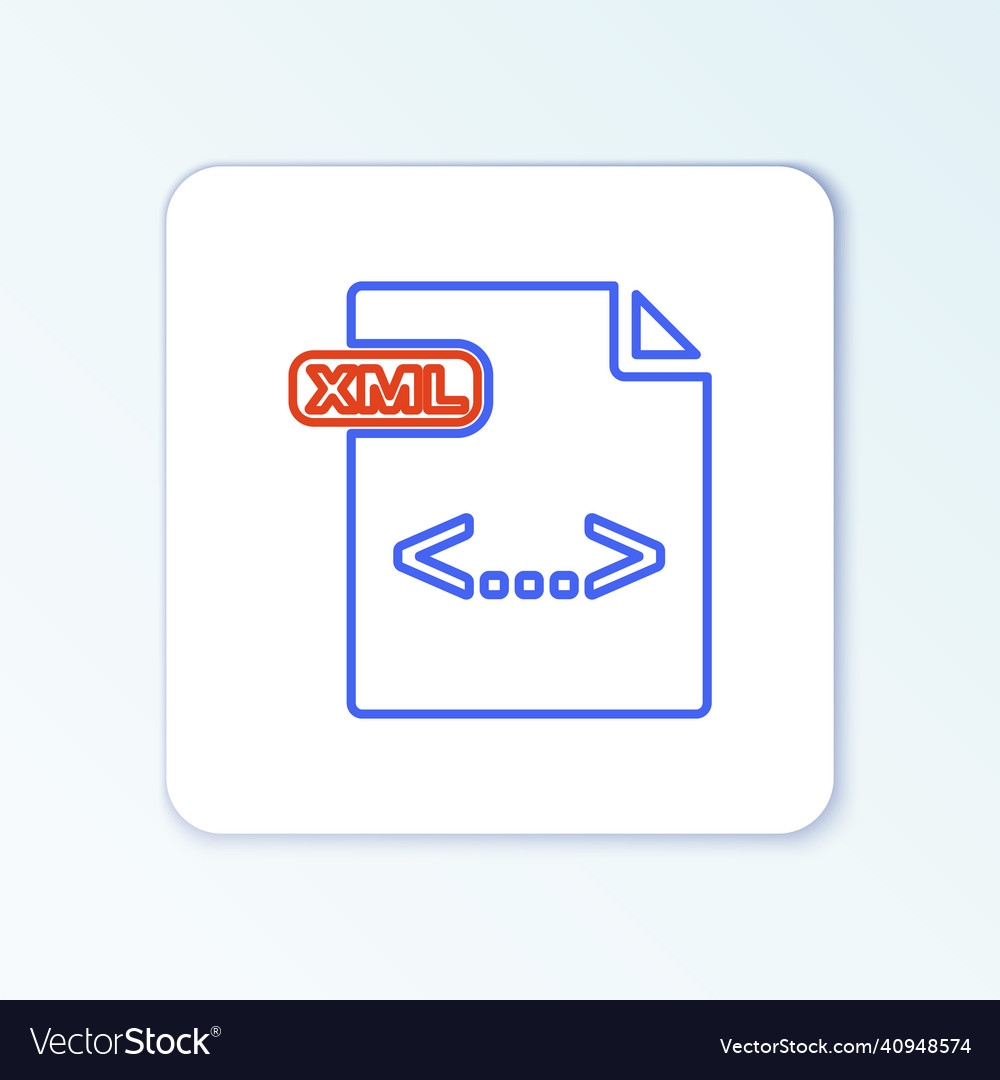 Line xml file document download button icon vector image Line xml file document download button icon
