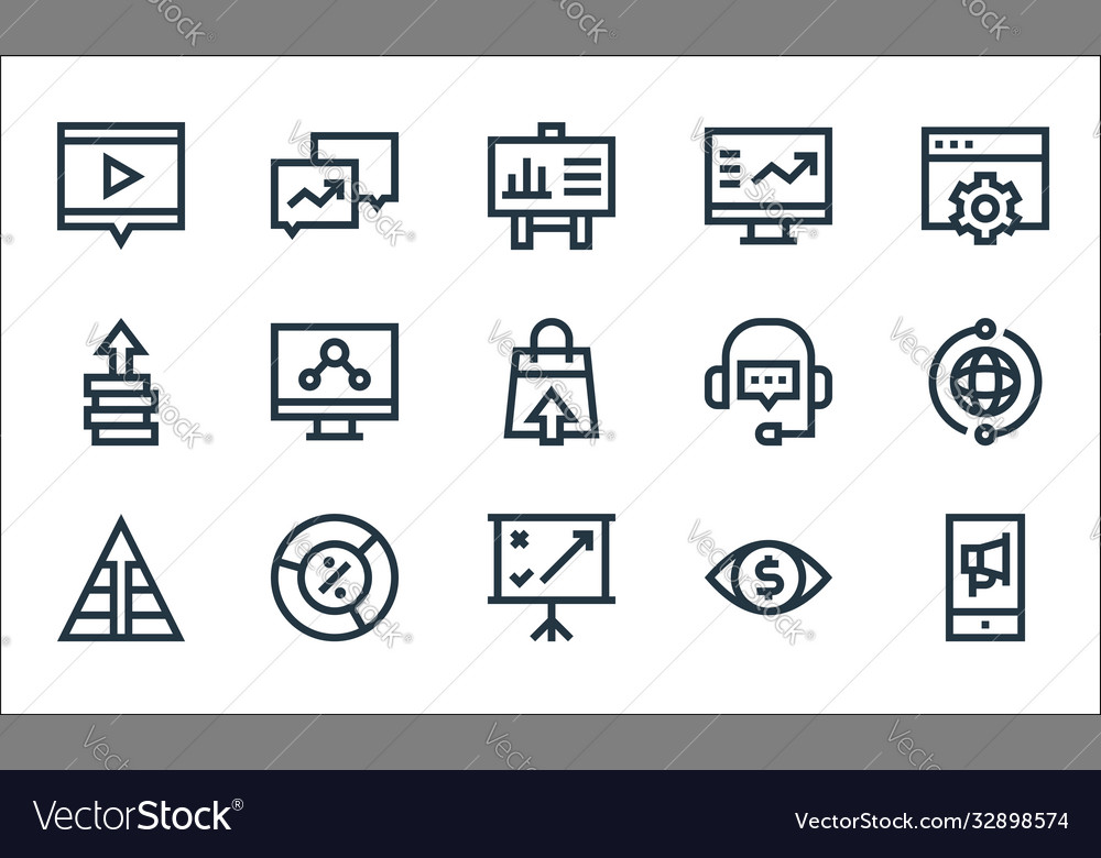 Marketing und Wachstumslinie Icons linear Set