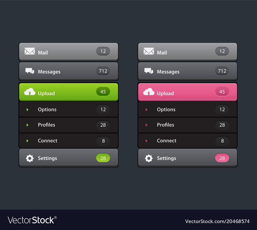 Navigation menu vertical ui element